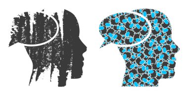 Rüya Bulutu Simgesi Özyinelemeli Kompozisyon ve Grunge Desenli Simgesi