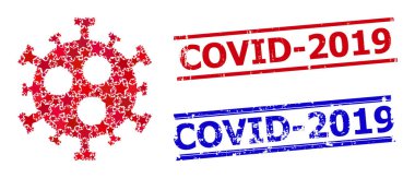 Covid-2019 Virüs Yıldızı Mozaiği ve Covid-2019 Kazınmış Mühür Damgaları