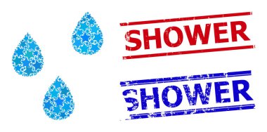 Su Damlaları Yıldız Mozaiği ve Yağmur Tehlike Damgaları