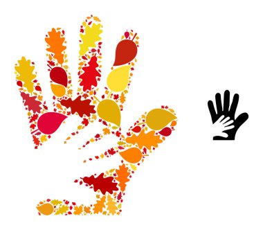 Arkadaş Elleri Sonbahar Kolajı Yapraklı Simgesi