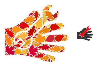 Tamir Servisi El Kolajı Sonbahar Yaprakları Simgesi