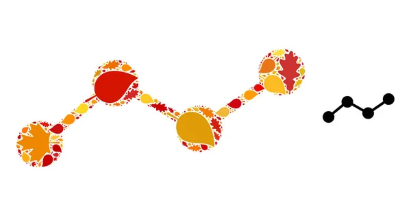 Wykres Jesienna ikona mozaiki z opadającymi liśćmi — Wektor stockowy