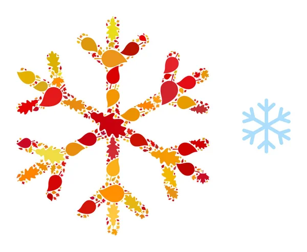 Sneeuwvlok Herfst Collage Ikoon met herfstbladeren — Stockvector
