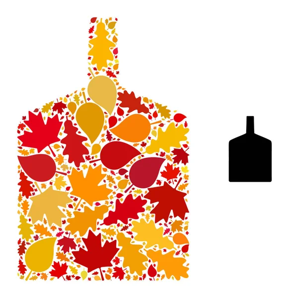 Široká láhev podzimní koláž ikona s podzimními listy — Stockový vektor