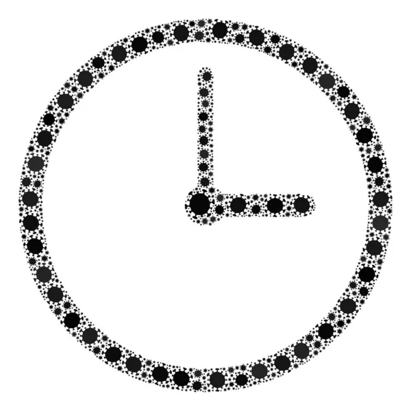 Relógio Coronavirus Colagem Ícone com elementos de infecção — Fotografia de Stock