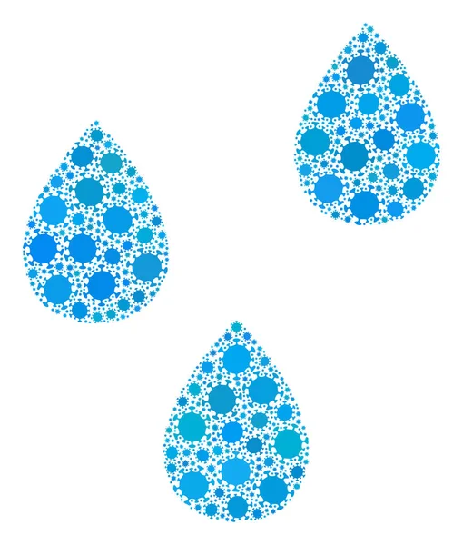 Vízcseppek Coronavirus mozaik ikon fertőző elemekkel — Stock Fotó
