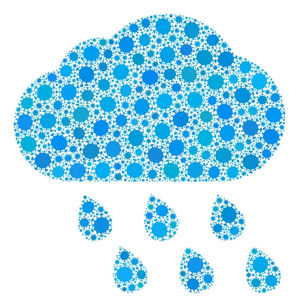 Ícone de composição de Coronavírus de Nuvem de Chuva com Elementos de Infecção — Vetor de Stock