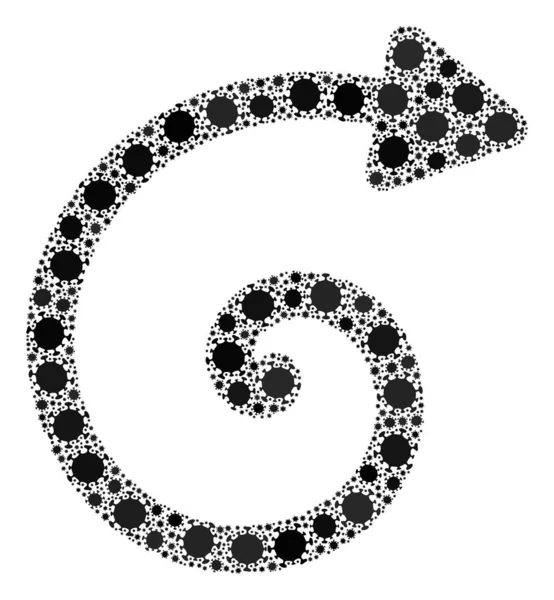 Spirale Freccia Coronavirus Composizione Icona con elementi di infezione — Vettoriale Stock