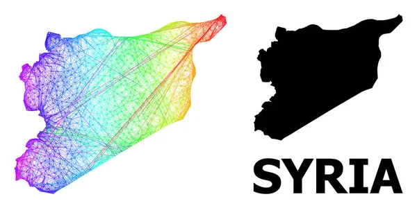 시리아의 네트워크 맵 with Rainbow Colored Gradient — 스톡 벡터
