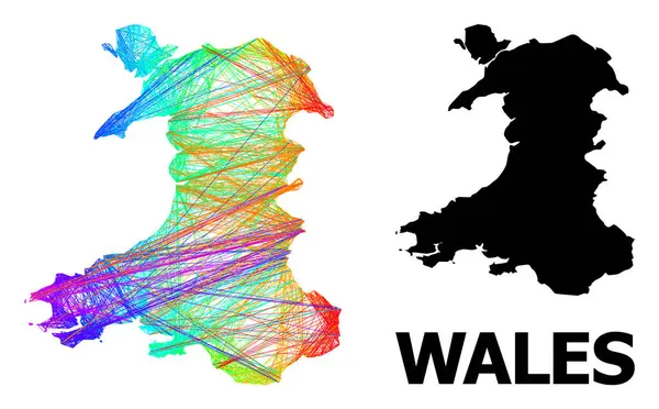 Klädd karta över Wales med regnbågsfärgad gradient — Stock vektor