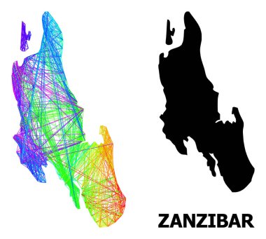Gökkuşağı Renkli Gradyan ile Zanzibar Adasının Doğrusal Haritası