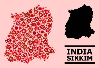 Sikkim Eyaleti Haritası - Coronavirüs Biyolojik Tehlike Ürünleri Kolajı