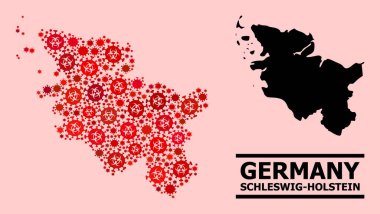 Schleswig-Holstein Eyaletinin Haritası - Covid Virüs Biyolojik Tehlike Elementleriyle Bileşim