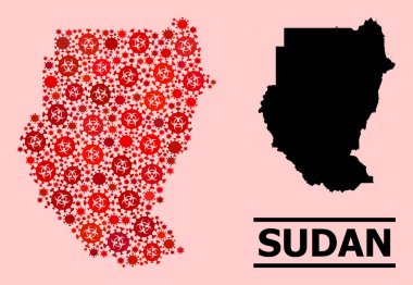 Sudan Haritası - Covid Virüs Biyolojik Tehlike Ürünleri Kolajı