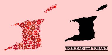 Trinidad ve Tobago Haritası - Coronavirüs Biyolojik Tehlike Enfeksiyonu Simgeleri