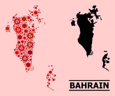Bahreyn Haritası - Covid Biyolojik Tehlike Enfeksiyonu Simgeli Kompozisyon