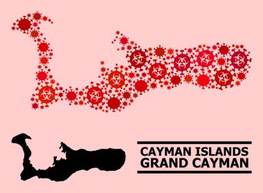 Büyük Cayman Adası Haritası - Coronavirüs Biyolojik Tehlike Elementleri Mozaiği