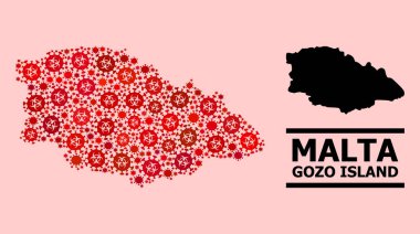 Gozo Adası Haritası - Covid Biyolojik Tehlikeli Maddeler Kolajı