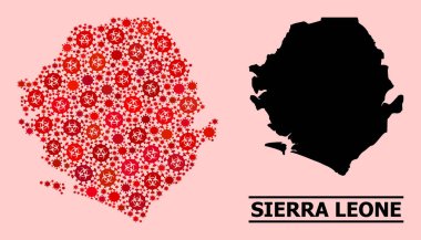 Sierra Leone Haritası- Covid Biyolojik Tehlike Enfeksiyonu Simgelerinin Bileşimi