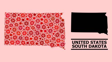 Güney Dakota Eyaleti Haritası - Covid Virüs Biyolojik Tehlike Ürünleri Kolajı