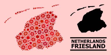 Friesland Eyaleti Haritası - Coronavirüs Biyolojik Tehlike Elementleri