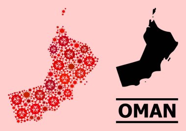 Umman Haritası - Coronavirus Biyolojik Tehlike Enfeksiyonu Simgeli Mozaik