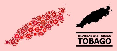 Tobago Adası Haritası - Covid Virüs Biyolojik Tehlike Ürünleri Kolajı