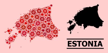Estonya Haritası - Coronavirus Biyolojik Tehlike Ürünleri Mozaiği