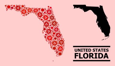 Florida Haritası - Covid Biyolojik Tehlike Enfeksiyonu Simgeleri