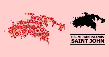Saint John Adası Haritası - Covid-2019 Biyolojik Tehlike Ürünleri Mozaiği