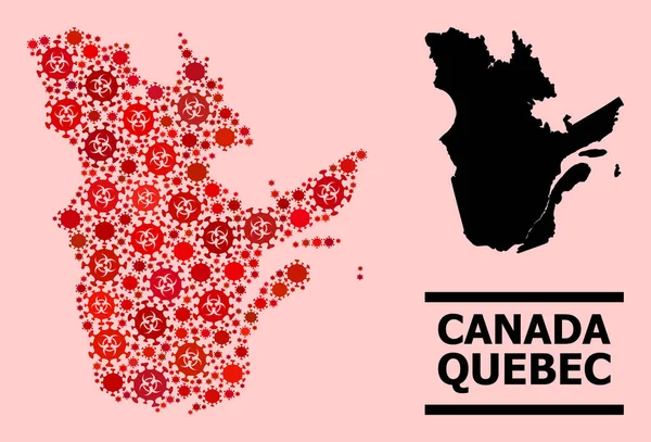 Mappa della provincia di Quebec Composizione delle icone di infezione da virus Covid — Vettoriale Stock