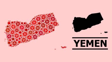 Yemen Haritası- Coronavirüs Biyolojik Tehlike Ürünleri Kolajı