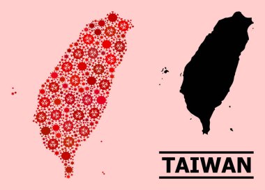 Tayvan Haritası - Covid Biyolojik Tehlike Ürünleri ile Mozaik