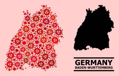 Baden-Wurttemberg Haritası - Covid Virüs Biyolojik Tehlike Ürünleri Mozaiği