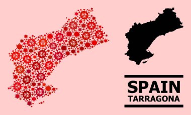 Tarragona Eyaleti Haritası - Coronavirüs Biyolojik Tehlike Elementleri ile Mozaik