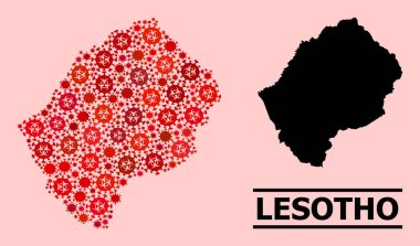 Lesotho Haritası - Covid Biyolojik Tehlike Elementleri ile Mozaik