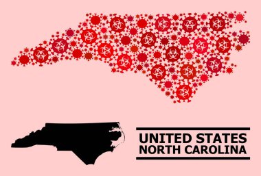 Kuzey Carolina Haritası - Covid Virüs Biyolojik Tehlike Ürünleri Kolajı