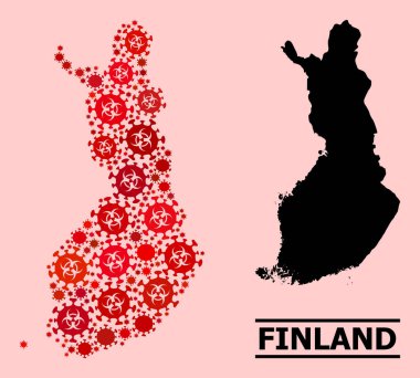 Finlandiya Haritası - Coronavirüs Biyolojik Tehlike Enfeksiyonu Simgeli Mozaik