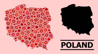 Polonya Haritası - Covid-2019 Biyolojik Tehlike İkonaları Mozaiği