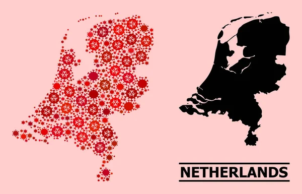 オランダ地図-オランダの構成生物学的危険感染項目 — ストックベクタ