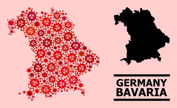 Map of Bavaria State - Mosaic with Covid-2019 Biohazard Infection Items — стоковий вектор