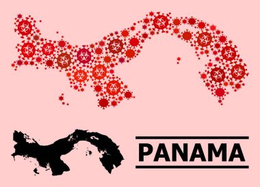 Panama Haritası - Coronavirüs Biyolojik Tehlike Ürünleri Kolajı