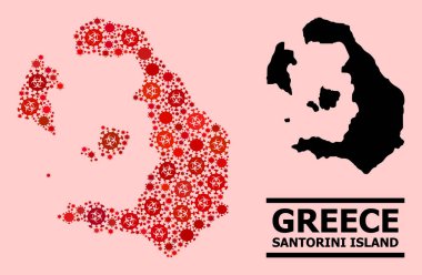 Santorini Adası Haritası - Covid Biyolojik Tehlike Enfeksiyonu Simgeleri