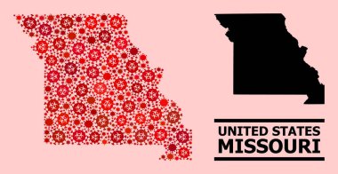 Missouri Haritası - Coronavirüs Mozaiği Biyolojik Tehlike Enfeksiyonu Simgeleri