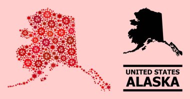 Alaska Haritası - Covid-2019 Biyolojik Tehlike Ürünleriyle Mozaik