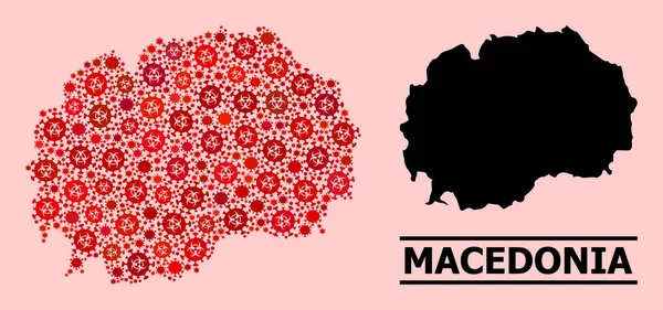 Karte von Mazedonien - Collage von Covid Biological Hazard Infection Items — Stockvektor