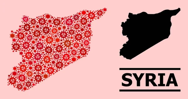 2015 년 12 월 1 일에 확인 함 . Map of Syria - Colgrage of Covid-2019 Biological Hazard Infection Elements — 스톡 벡터
