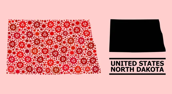 Kuzey Dakota Eyaleti Haritası - Coronavirüs Biyolojik Tehlike Elementleri ile Mozaik