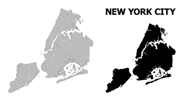 New York Şehir Soyutlamalarının Çokgen Kablo Çerçevesi Yüksek Detay Vektör Haritası — Stok Vektör