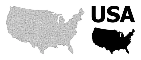 Векторная карта США с высоким разрешением полигональной проволочной сетки — стоковый вектор